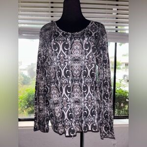 Croft & Barrow Black and White Paisley Blouse